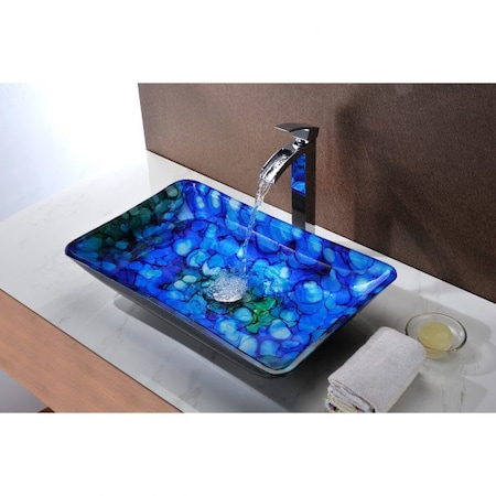 Anzzi Avao Deco-Glass Vessel Sink in Lustrous Blue LS-AZ8096